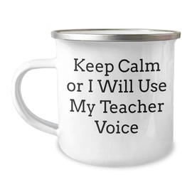 Funny Teacher Gifts for Men Camping Mug - Keep Calm Or I Will Use My Teacher Voice, Father's Day Unique Gifts from Friends