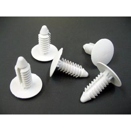 Jurassic Classic Auto Parts Buick 5pc 1/4" 6mm Bumper White Nylon Plastic Push Retainers Fasteners Clip NOS