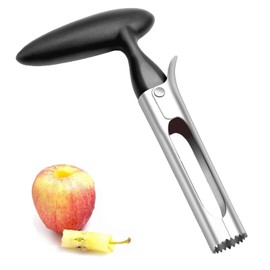 Apple Corer, Stainless Steel Apple or Pearl Corer Remover, Core Remover Tool for Home & Kitchen with Sharp Serrated Blade Angle Handle, 1 Piece (Black)