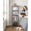 VASAGLE Bookcase, 5-Tier Bookshelf, Slim Shelving Unit for Bedroom, Bathroom,