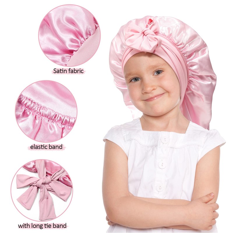 AWAYTR Long Toddler Silk Bonnet for Sleeping Elastic Satin Bonnets