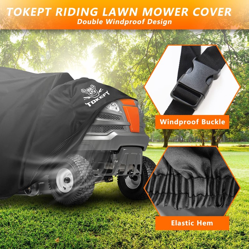 Tokept Lawn Mower Cover, Heavy Duty Waterproof Tractor Cover with
