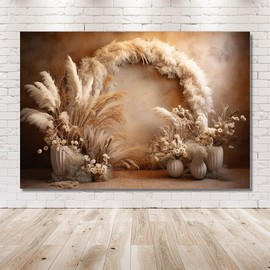 MEHOFOND Boho Photo Backdrop Retro Bohemian Floral Pampas Backdrop for Kids Birthday Party Wedding Pregnant Portrait Decoration Photo Studio Props 3x2.1m