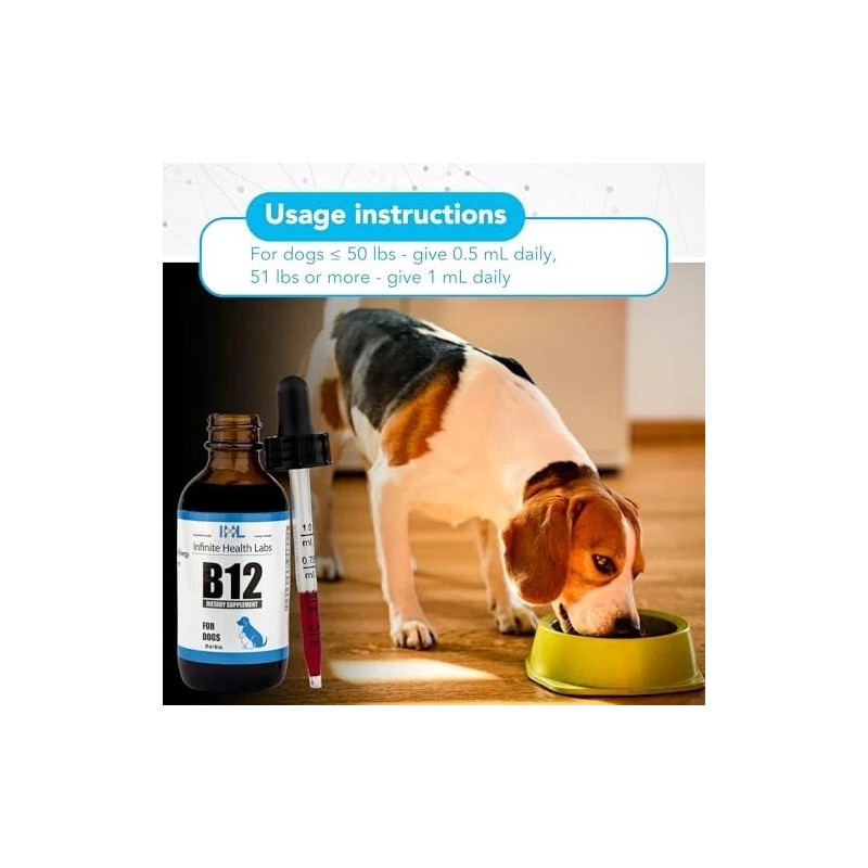 Infinite Health Labs Liquid Vitamin B-12 for Dogs - Methylcobalami