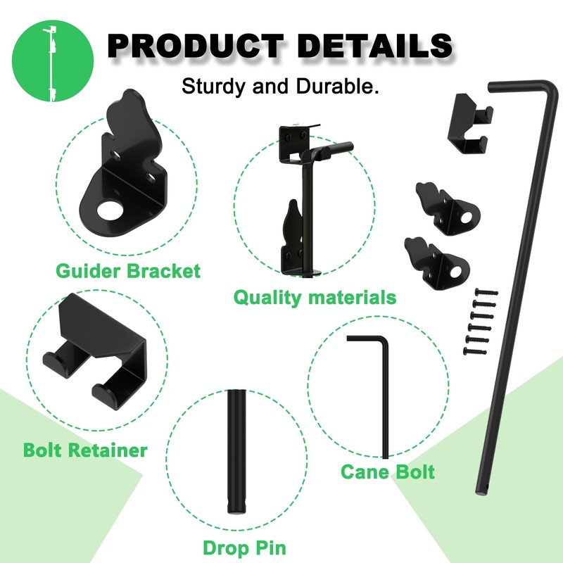 Real Fancy 18" Heavy Duty Cane Bolt - Vinyl Fence