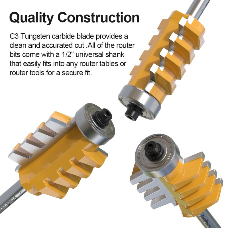FivePears Finger Joint Router Bit with 1/4" Shank,Reversible Finger Joint