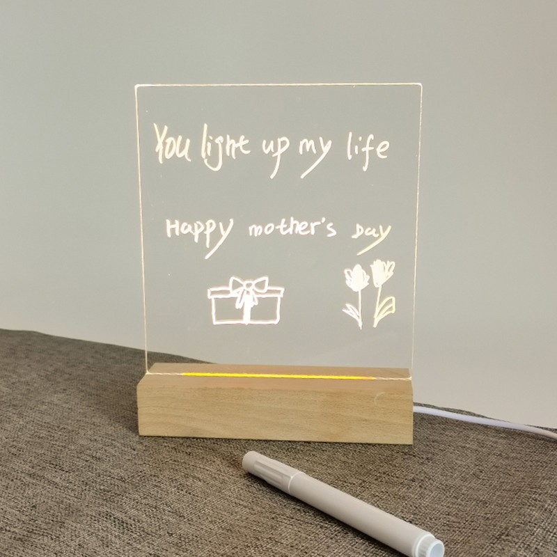 Desktop Luminous Memo Note Board Plug In LED Lamp Base