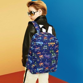 CAMTOP Preschool Backpack for Kids Boys Girls Toddler Backpack Kindergarten School Bookbags for Age 3-8 (Navy Big Wheels)