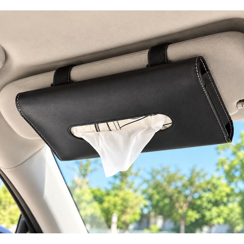 Car Tissue Holder for Sun Visor Storage – Artificial Leather