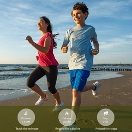 BIGGERFIVE Fitness Tracker Watch for Kids Boys Girls Teens, Pedometer Watch, Activity Tracker, Sleep Monitor, Calorie Counter, Silent Alarm Clock, IP67 Waterproof Step Counter Watch (Dual Straps)
