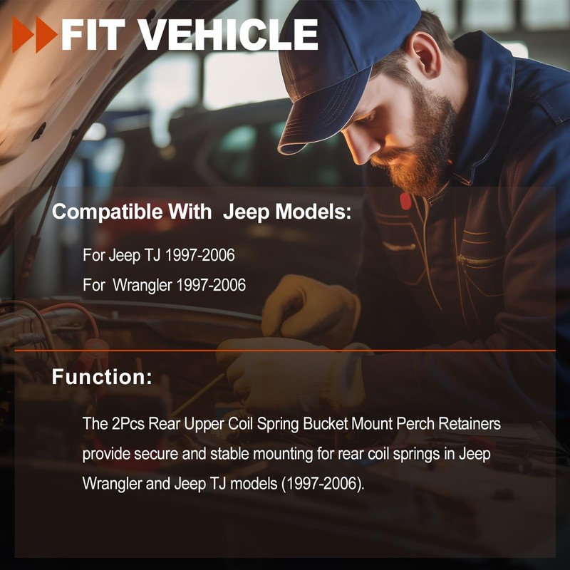 WELLBOX 2Pcs Rear Upper Coil Spring Bucket Mount Perch Retainers