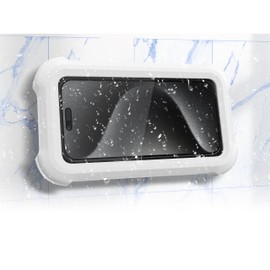 MyGadget Shower Phone Holder [ IPx6 Waterproof ] - for Mobiles up to 7 inches - For Wall/No-Drill Mount - Rotatable with Anti-Fog Display
