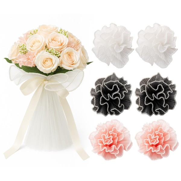 6 Packs Flower Wrapping Mesh Paper, Crinkled Translucent Pearl Mesh