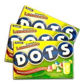 Dots Lemonade Gumdrops, Assorted Flavors, Fruity and Chewy Summer Candy, Pack of 3-6.5oz Boxes