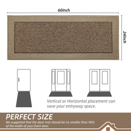 BEQHAUSE Indoor Door Mat 24" x 60", Dirt Trapper Door Mats Non-Slip Entryway Rugs Washable, Resist Dirt Absorbent Welcome Mat, Low Profile Floor Mats for Front Back Door and Entryway, Taupe