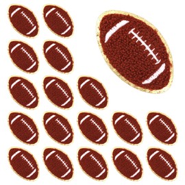 18pcs Chenille Football Patches, Iron On Patches Gold Edges Rugby Embroidered Embroidery Sew on Patch Sport Appliques for Bags Jackets Jeans DIY Sew Making Clothes