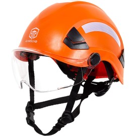 Safety Helmet Hard Hat for Men and Women, ANSI Z89.1 Approved Hardhats Ideal for Industrial & Construction,Vented (Orange with Clear Visor, EN 397)