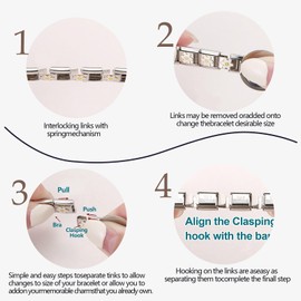 papasgix - Juego de pulseras italianas con Brascelet inicial, varios dijes y herramientas de apertura, 9 mm modulares italianos, eslabones hechos a mano, joyería de regalo, Diamante