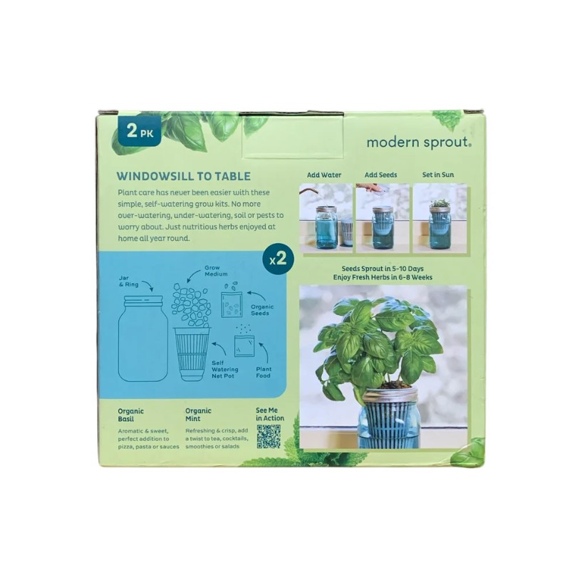 Modern Sprout’s Organic Herb Grow Kit (2 PACK) (Basil and