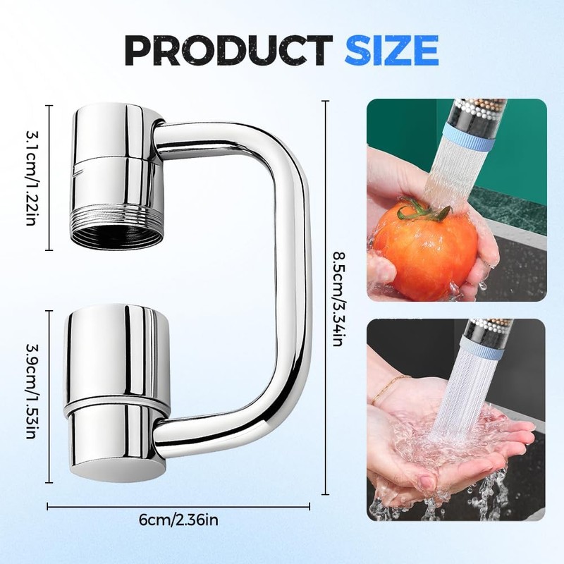 Extensor de Grifo Giratorio 1080°, Regulador de Flujo de Agua
