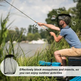 2 Pcs Midge Head Net Nylon Mosquito Head Protecting Net Midge Net Head Cover Fly Insects Bugs Preventing Cover for Outdoor Hiking Camping Fishing Climbing Walking Black