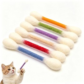 Cotton Swabs Cat Toys with Catnip,6 Pk Soft Interactive Giant Q Tip Cat Toy,Durable for Chew, Organic Catnip for Anxiety & as Digestive Aid,The ideal gift for cat lovers (Colorful 6-pack)