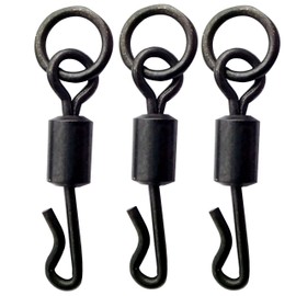 JSHANMEI ®New carp fishing Matte Black Kwik/Quick Change swivel Flexi Rolling swivel with Ring Fishing Swivel Snap-Longbody Q-Shaped Swivel for carp fishing rigs (20pcs)