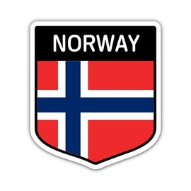 Squiddy Norway Norwegian Flag Shield - Vinyl Sticker for Car, Laptop, Notebook (5" high)