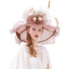 Z&X Women Organza Derby Hat Rose Flower Wedding Tea Party