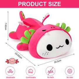 Bocguy Axolotl Cuddly Toy Stuffed Toy, 33 cm Axolotl Plush Toy, Cute Axolotl Plush, Throw Cushion, Soft Axolotl Cuddly Toy for Boys and Girls Gift