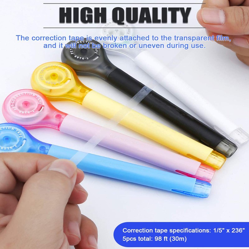 Johiux Pack of 5 Pen Shape Correction Roller, Correction Tape,