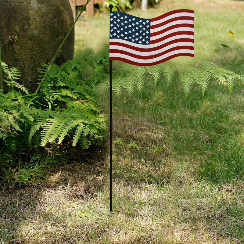 YK Decor Patriotic Garden Stake Rustic Metal American Glory Flag