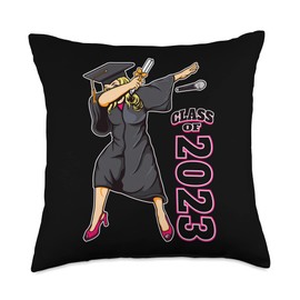 Dabbing Graduation Shirt Gift For Her Class of 2023 Seniors Throw Pillow