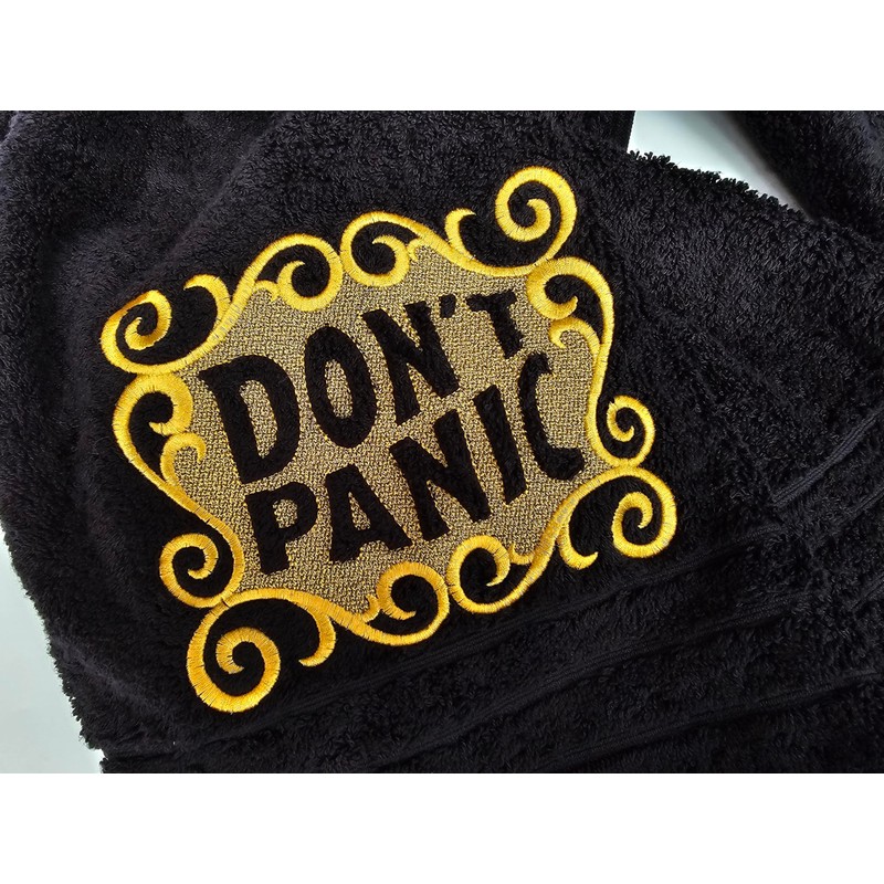 Don't Panic Black Bath Towel, Towel Day Towel, 25th May