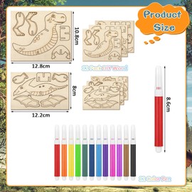 tiopeia 24 Stück Dinosaurier Holz Bastelset für Kinder Drachen Geburtstag,3D Puzzle Holz zum Bemalen und Basteln DIY Dino Holzbastelsets Kreative Kinderspielzeug Bemalen Handwerk für Jungen Mädchen
