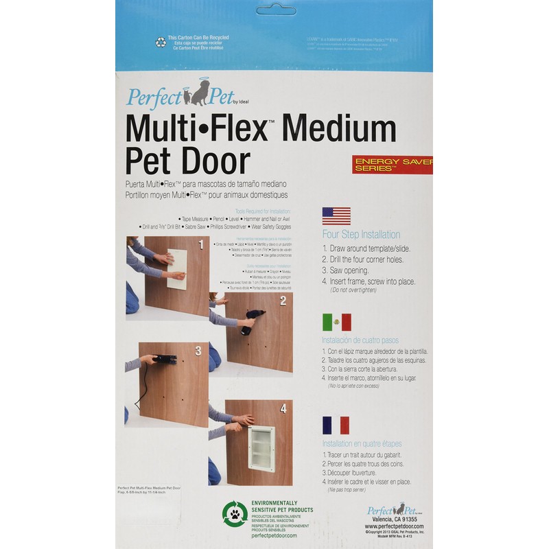 Perfect Pet Multi-Flex Pet Door, Medium, 6.38" x 11.25" Flap
