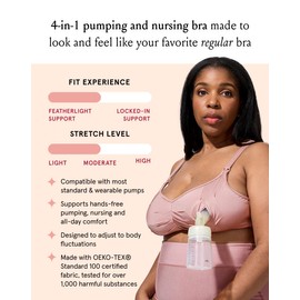 Bodily The Do Anything Nursing Bra for Breastfeeding & Hands Free Pumping, Wireless, Adjustable Maternity Bra with Soft, Breathable Fabric, Versatile (Medium, Dusk)