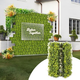 Patio 18"x6" (26PC) Artificial Grass Wall Greenery Backdrop Boxwood Hedge Panels, Faux Ivy Privacy Fence Room Divider Wedding Décor Photo Background Outdoor Garden Planters, Double Side