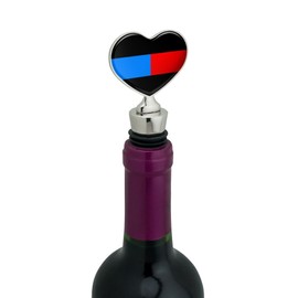 Thin Blue Red Line Firefighter Police Emergency Response Heart Love Wine Bottle Stopper
