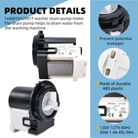 4681EA2001T Washing Machine Drain Pump Motor Replacement Kenmore & LG Replacement AP5328388 For Drain Pump Washing Machine Compatible with WM3670HWA WM3270CW
