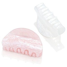 CAKURE Cute Claw Clips Pink Hair Clips Acrylic Medium Hair Claws Hair Accessories for Women (Pack of 2) (a-white&pink)