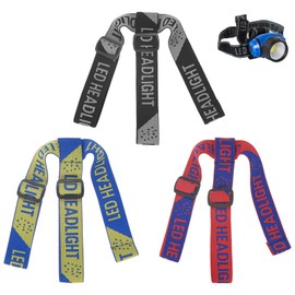 M METERXITY 3-Pack Headlamp Strap Replacement Headband, High Elastic Headlamp Adjustable Bicycles Head Band Belt for Flashlight Camping Riding [Black Gray,Yellow Blue,Red Blue, 1.65"/42mm]