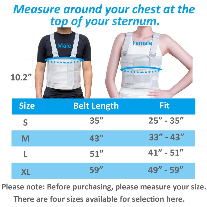 Rib Injury Chest Binder Brace for Cracked Ribs - Elastic