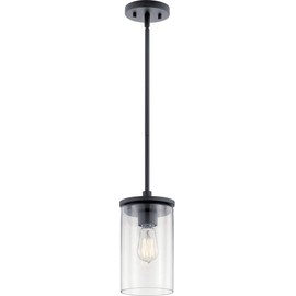 Kichler 43996BK Crosby Pendant, 1-Light 100 Watts, Black