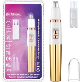Women's Nose Hair Trimmer. 6500 RPM, 50% more power. Versatile for nose, ear, face. 5% energy-saving. Waterproof, easy clean. Compact, portable. Great gift. #NoseHairTrimmer #GroomingTool - Color: Gold