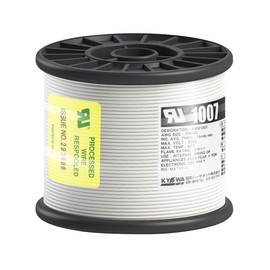 Kyowa Harmonet UL1007 AWG20 Heat Resistant Vinyl Insulated Wire, Reel Wind, 322.4 ft (100 m), White