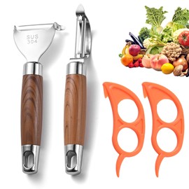 Gsrhzd Potato Peeler, 2PCS Stainless Steel Vegetable Carrot Peeler with 2 Orange Peeler, for Kitchen, Vegetables, Fruits