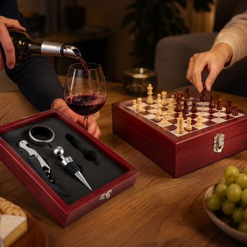 4-Piece Wine Accessories Set for Home Entertaining - Chessboard Wine