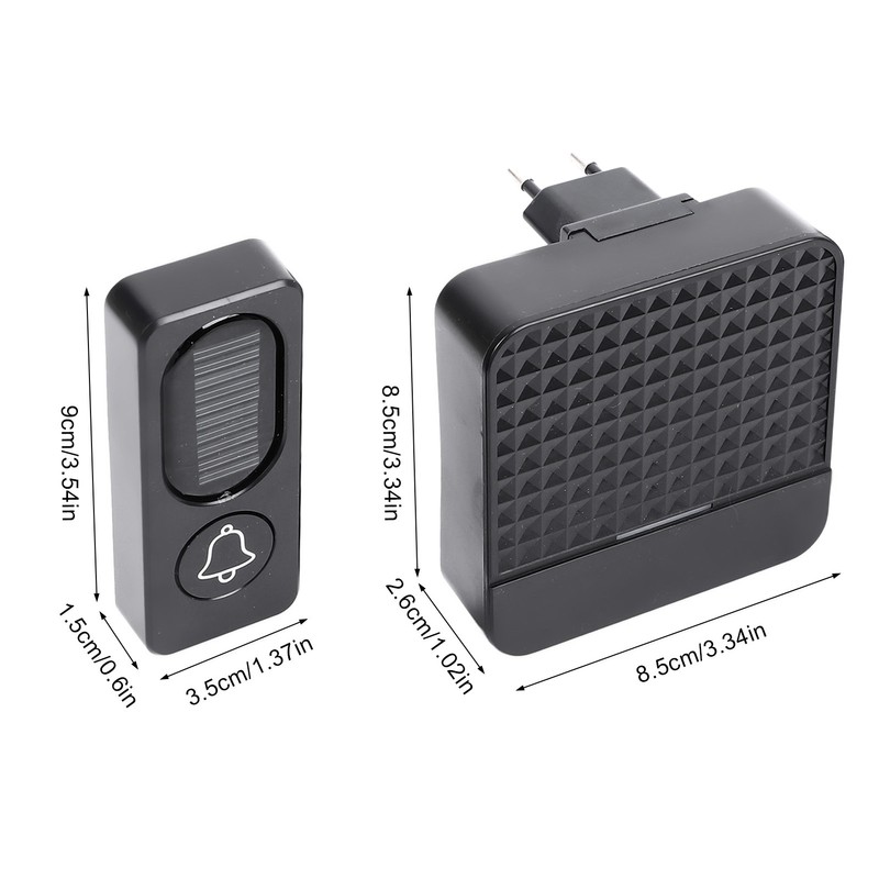 Self Powered Doorbell Black Battery Free Wireless Smart Elderly Pager