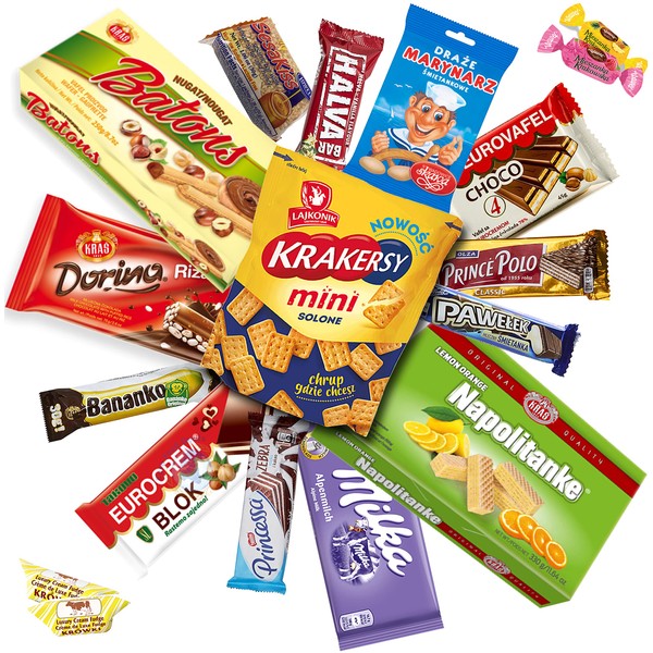 TASTE OF EUROPE SWEET BOX, 3lb. TRADITIONAL EUROPEAN SNACKS by SEMP Goods Corp. 14 COUNT. Ultimate Variety Gift Box Sampler Pack, Assortment of Randomly selected Treats